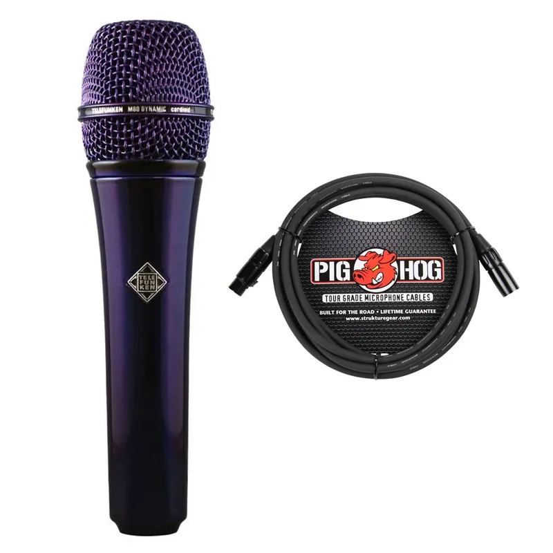 Direct From Manufacturer Telefunken M80 Dynamic Microphone (Purple) with Free 10 ft XLR Cable