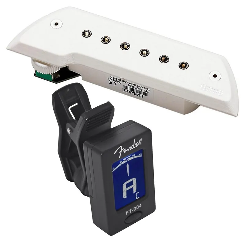 EMG ACS Acoustic Guitar Pickup with Chrome Poles (White) & FREE Fender Tuner Worldwide Shipping