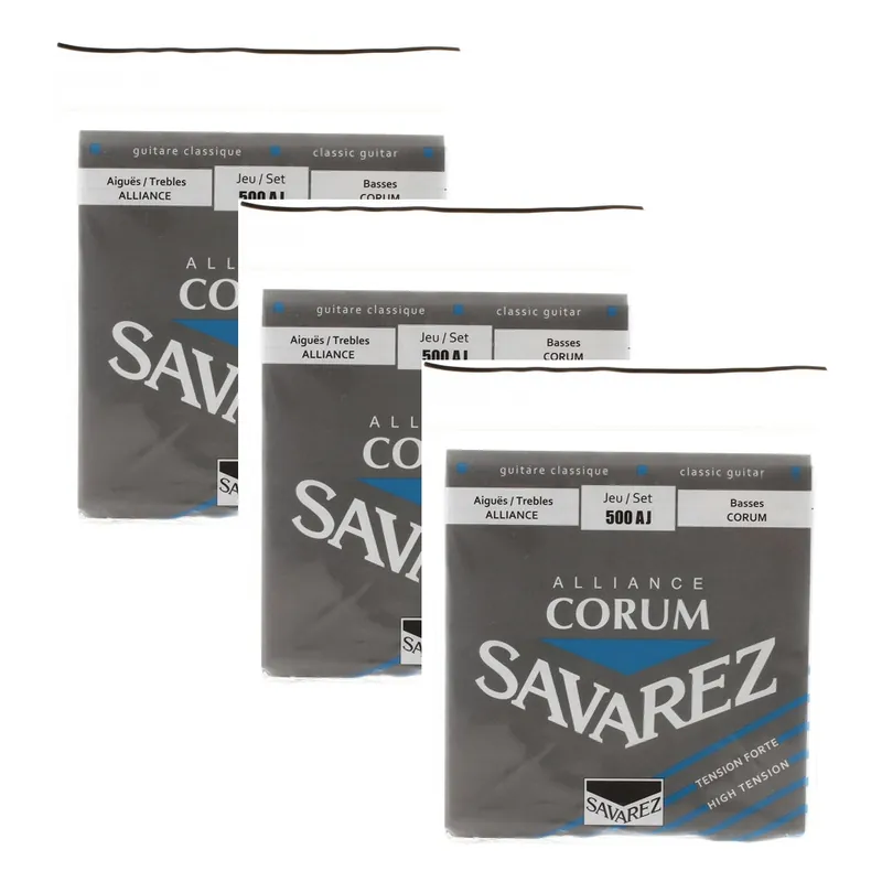 3 Sets of Savarez 500-AJ Corum 500J Rectified Nylon High Tension Bass Strings Direct From Factory