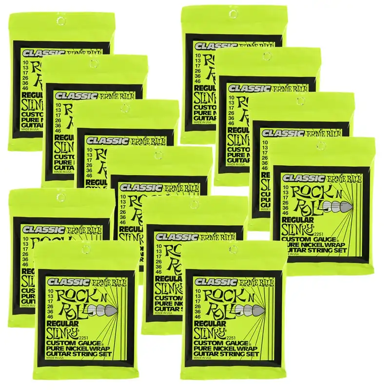 12-Sets of Ernie Ball 2251 Pure Nickel Slinky Electric Guitar Strings (10-46) Discount