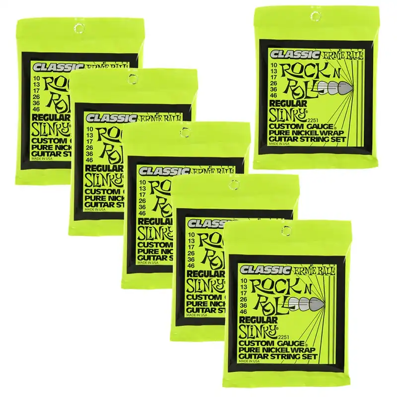 New Release 6-Sets of Ernie Ball 2251 Pure Nickel Slinky Electric Guitar Strings (10-46)