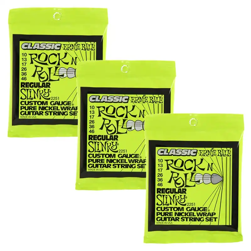 3-Sets of Ernie Ball 2251 Pure Nickel Slinky Electric Guitar Strings (10-46) Holiday Sale
