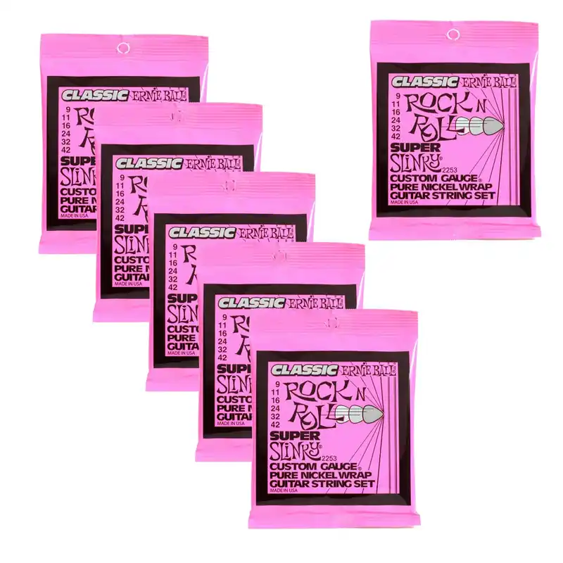 6-Sets of Ernie Ball 2253 Super Slinky Pure Nickel Electric Guitar Strings (9-42) New Arrival