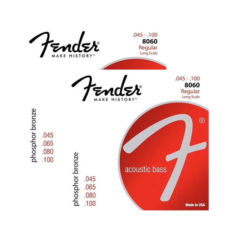 2-Pack of Fender 8060 Phosphor Bronze Acoustic Bass Guitar Strings (45-100) Holiday Sale