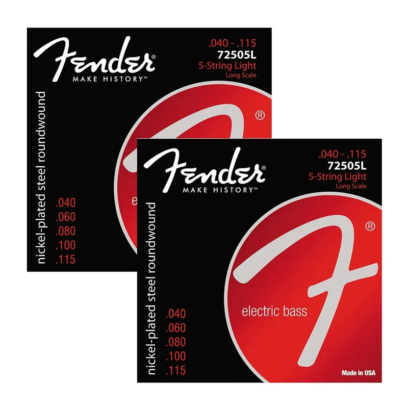 2-Pack of Fender 7250-5L Super Bass Nickel-Plated Steel Long Scale 5-String Light Bass Strings (40-115) Discount