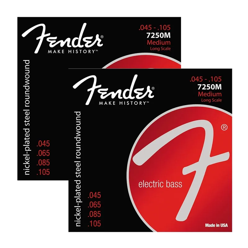 2-Pack of Fender 7250M Super Bass Nickel-Plated Steel Long Scale Medium Bass Strings (45-105) Holiday Sale
