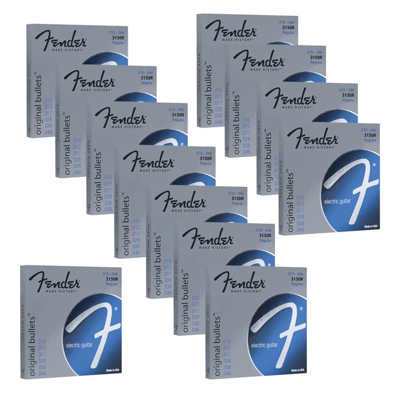 12-Pack of Fender 3150R Original Bullets Regular Electric Guitar Strings (10-46) Exclusive