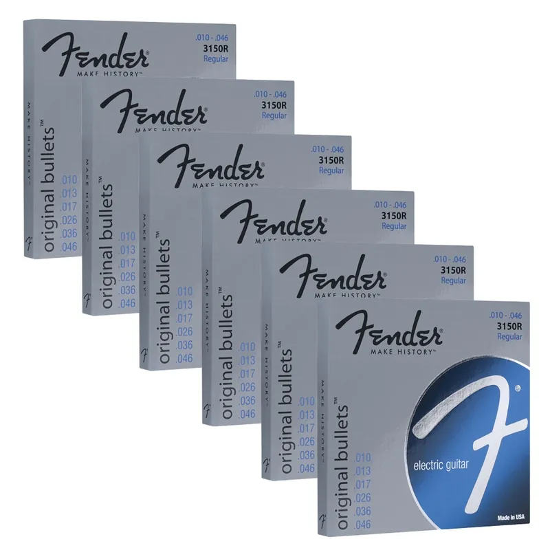 6-Pack of Fender 3150R Original Bullets Regular Electric Guitar Strings (10-46) Exclusive