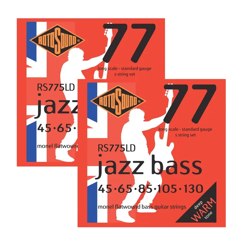 Flash Sale 2-Pack of Rotosound RS775LD Monel Flatwound Bass Guitar Strings 45-130