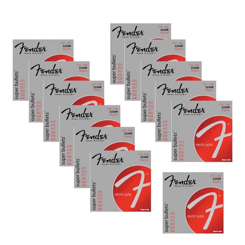 12-Pack of Fender 3250R Nickel-Plated Steel Bullet-End Electric Guitar Strings (10-46) Latest