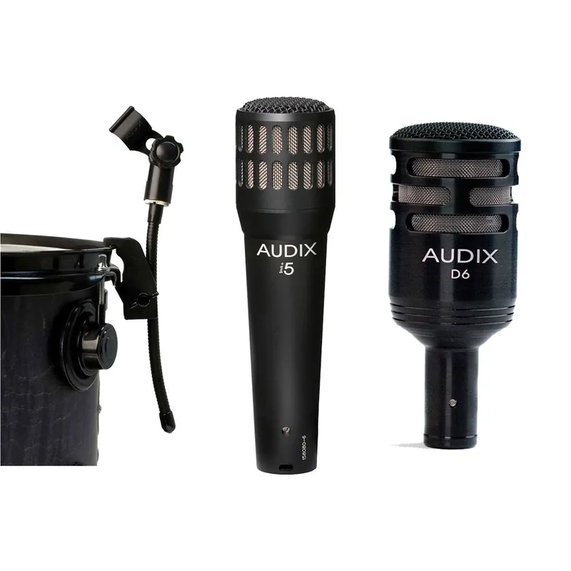 New Arrival Audix D6 Kick Drum Microphone Black with i5 Dynamic Cardioid Microphone and DVice Gooseneck Mic Clip