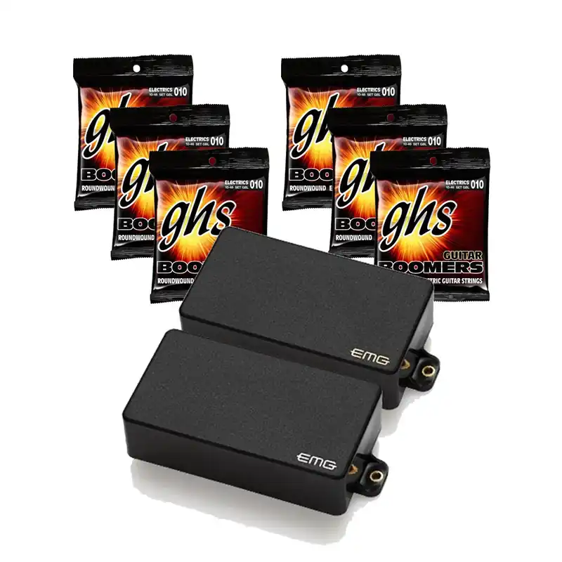 One Day Deal EMG Zakk Wylde Signature Black Active Pickup Set with 6 Sets of GHS GBL Strings (10-46)