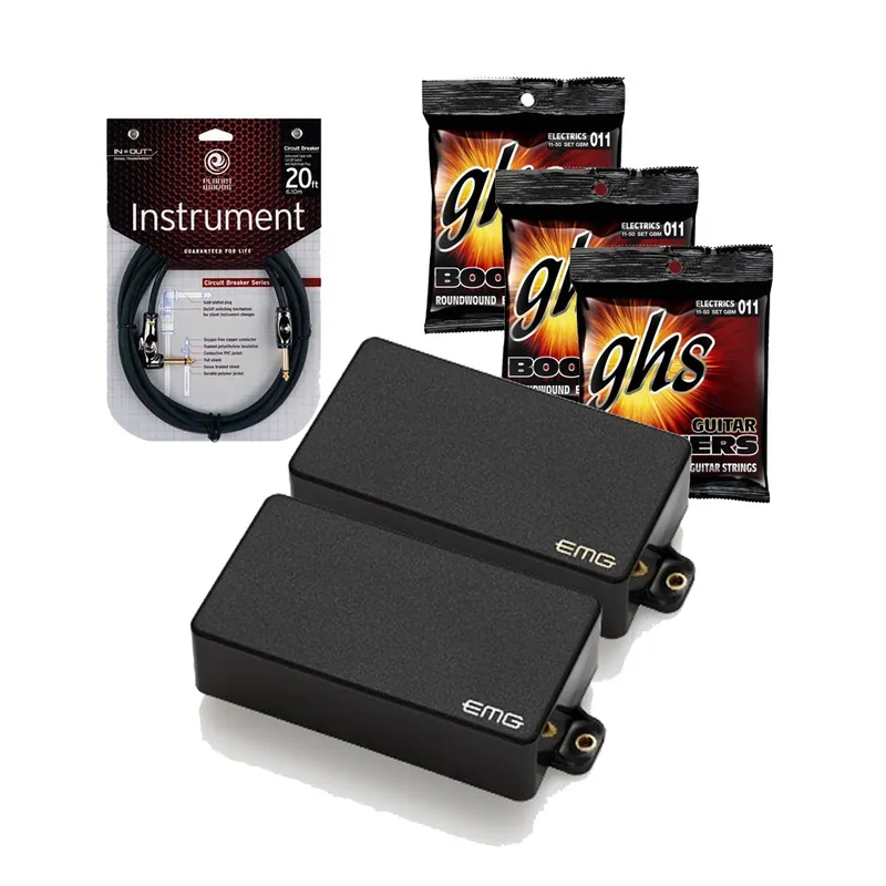 Best Price EMG Zakk Wylde Signature Black Active Pickup Set with 3 Sets of GHS GBM Strings and 20 ft Guitar Cable