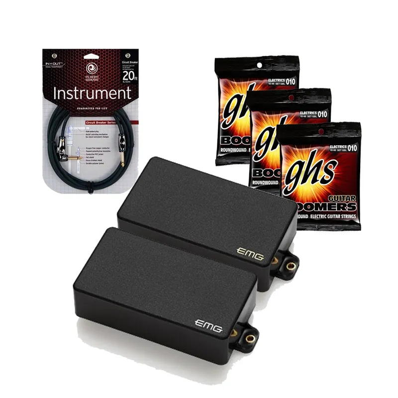 EMG Zakk Wylde Signature Black Active Pickup Set with 3 Sets of GHS GBL Strings and 20 ft Guitar Cable Low Price