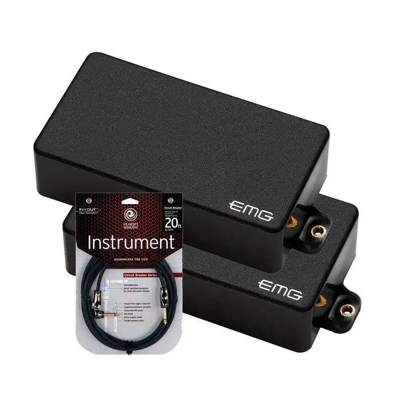 EMG 81 and 85 Black Humbucking Active Guitar Pickups with 20 ft Circuit Breaker Guitar Cable Viral