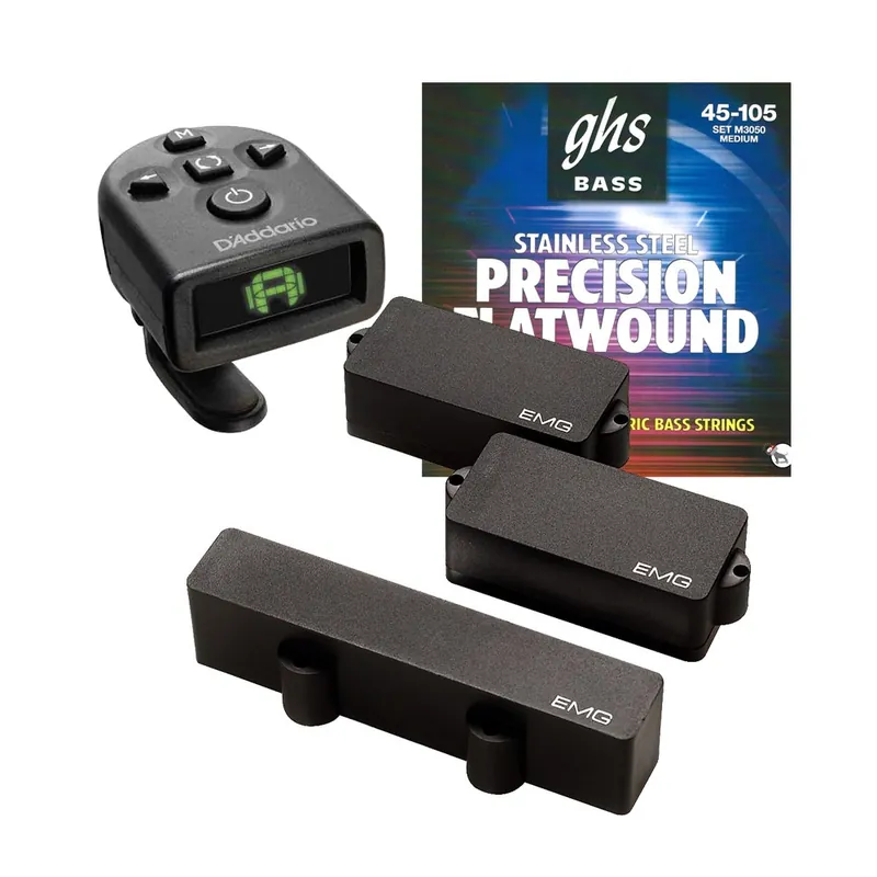 Free Shipping EMG PJ Set Black Active Pickup with FREE GHS M3050 Bass Strings (45-105) and Tuner