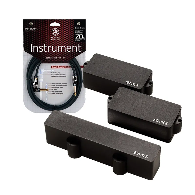Order Now EMG PJ Set Black Active Pickup with FREE Planet Waves 20 ft Circuit Breaker Right Angle Guitar Cable