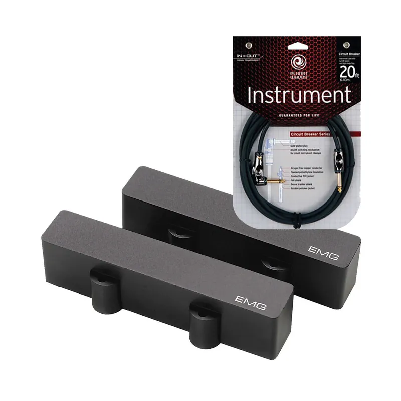 Cheap EMG J Set Black Jazz Bass Pickups with FREE Planet Waves 20 ft Circuit Breaker Right Angle Guitar Cable