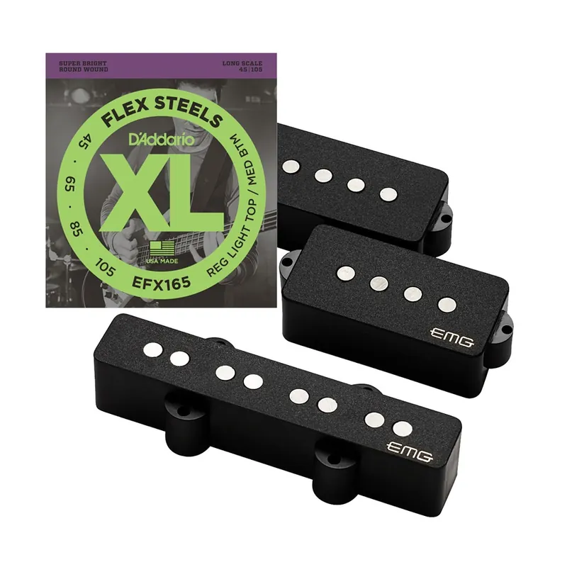 EMG GZR-PJ Geezer Butler Signature PJ Pickup Set in Black with FREE D'Addario EFX165 Bass Strings (45-105) Price Drop