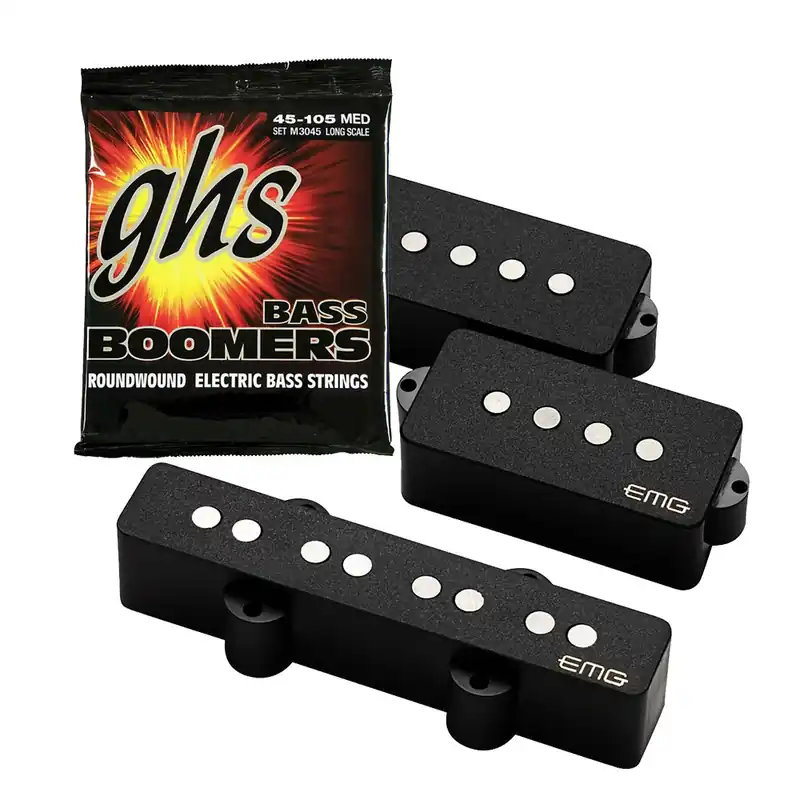 EMG GZR-PJ Geezer Butler Signature PJ Pickup Set in Black with FREE GHS M3045 Bass Strings (45-105) Big Sale