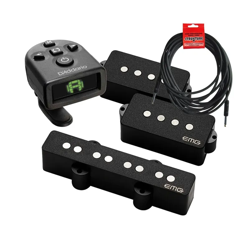 EMG GZR-PJ Geezer Butler Signature PJ Bass Pickup Set in Black with FREE Clip-On Tuner and 18.6ft Cable Certified