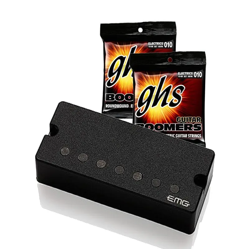 EMG 57-7 Black Soapbar Active Pickup with 2 Sets of GHS GB7M Medium Electric Guitar Strings (10-60) Best Seller