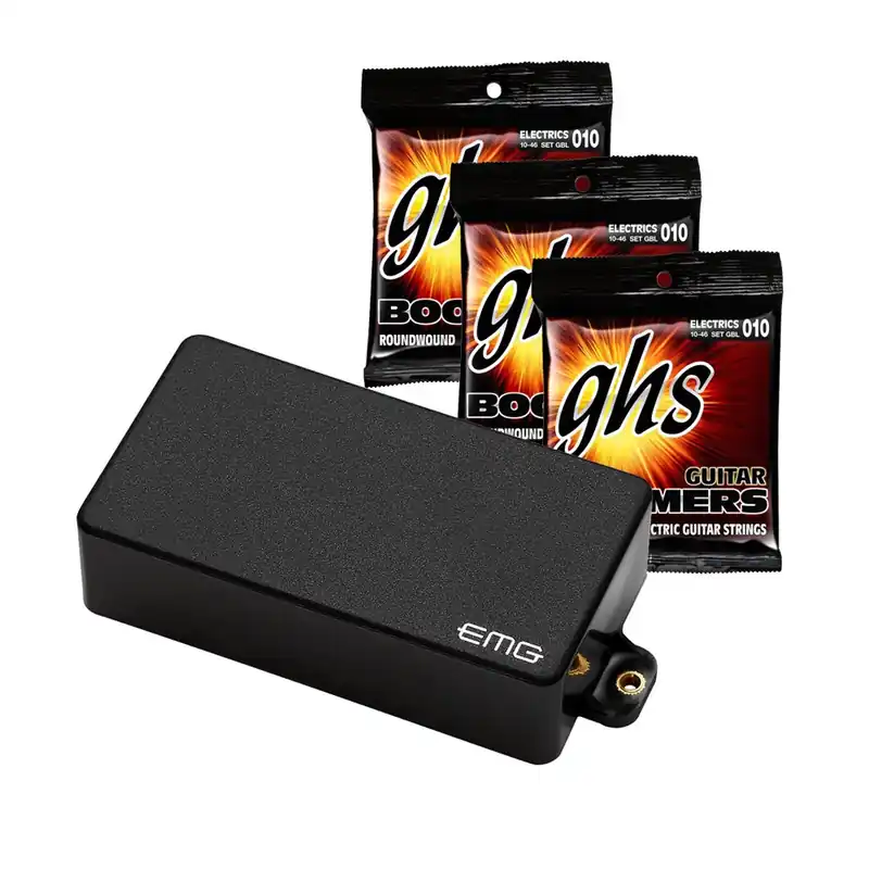 Fast Shipping EMG 85 Black Humbucking Active Guitar Pickup with 3 Sets GHS GBL Strings (10-46)