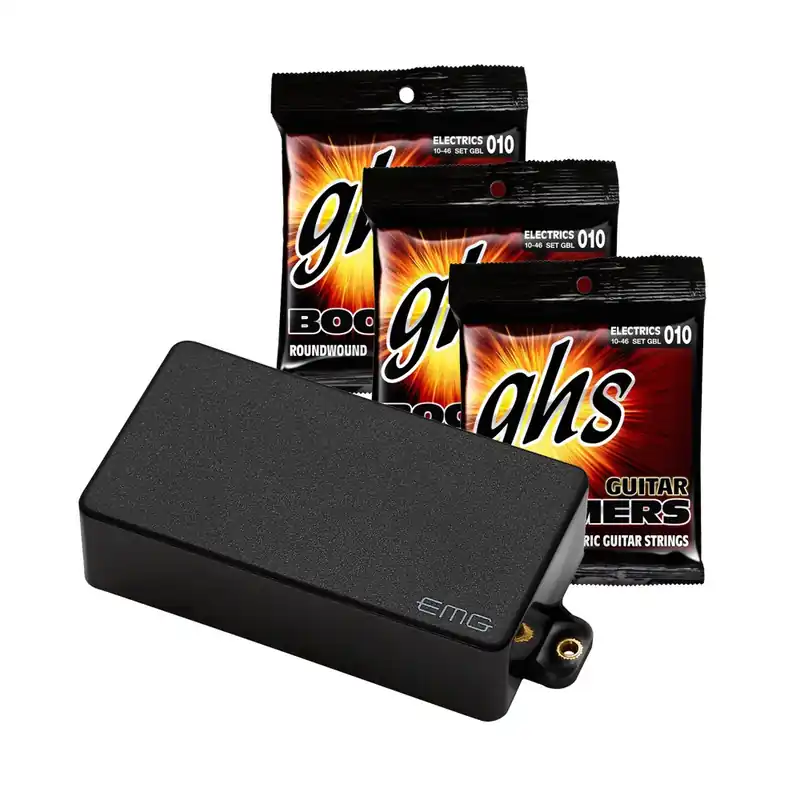 Price Drop EMG 60 Black Active Guitar Pickup with 3 Sets GHS GBL Strings (10-46)