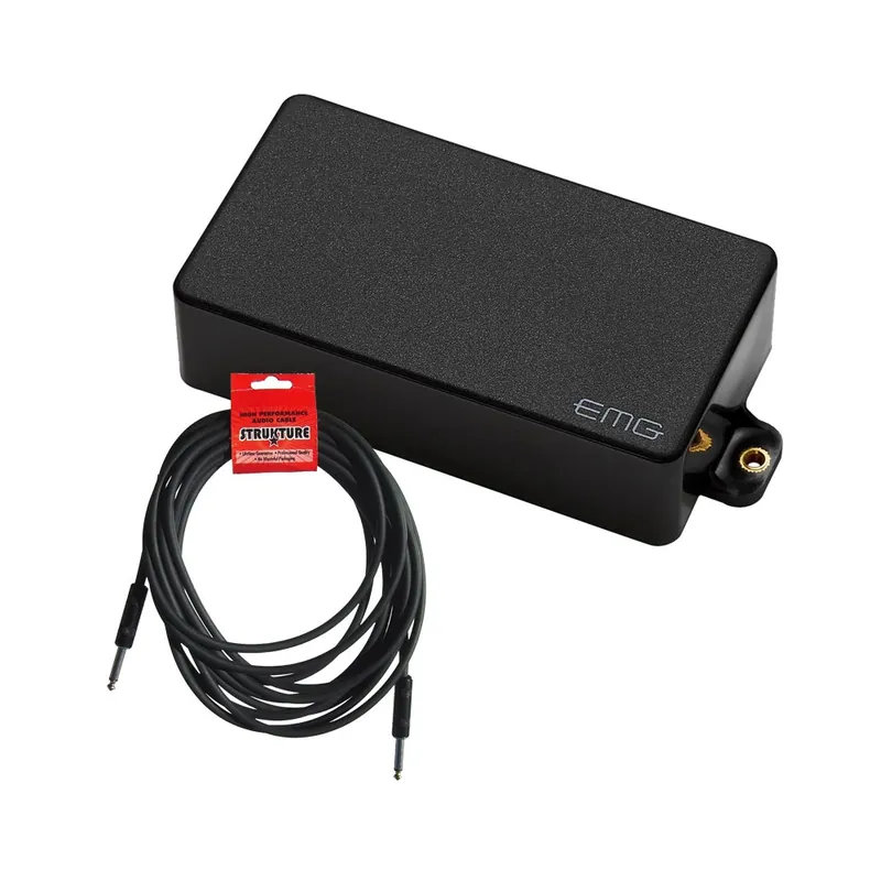 EMG 60 Black Active Guitar Pickup with FREE 18.6 ft Guitar Cable Premium