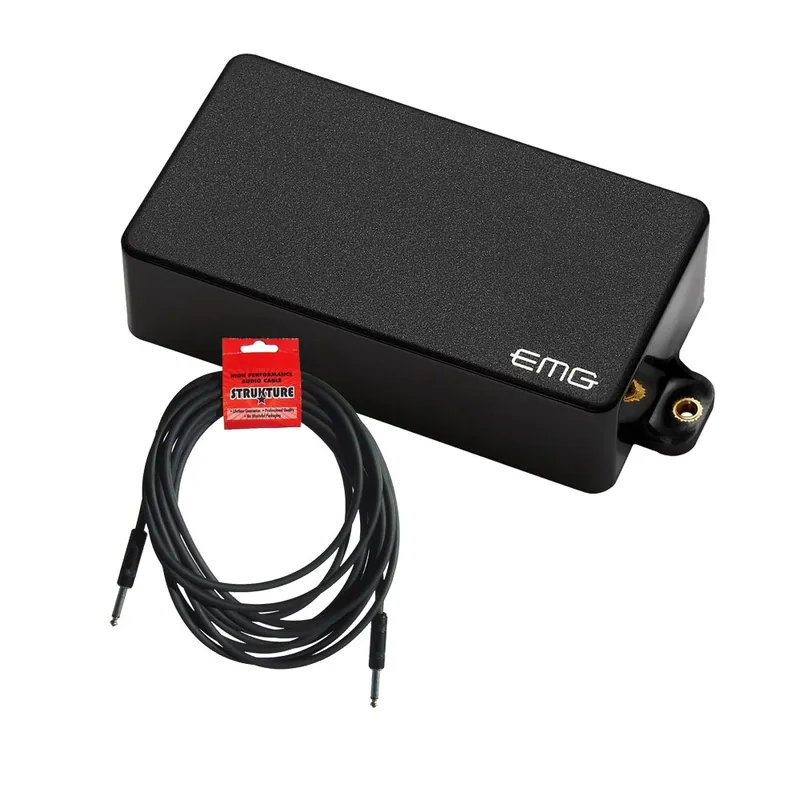 EMG 81 Black Humbucking Active Guitar Pickup with FREE 18.6 ft Guitar Cable Top Pick