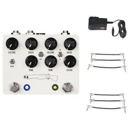 Best Seller JHS Double Barrel V4 2-in-1 Dual OD + Gator 9V Power Combo & 3 Patch Cables