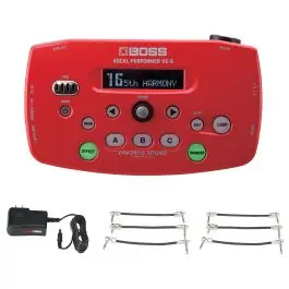 Boss VE-5-RD Vocal Effect Processor Red + Gator 9V Power Combo & 3 Patch Cables Popular