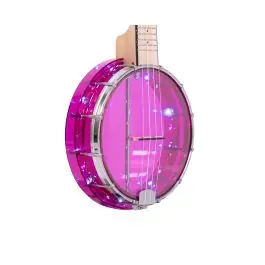 Markdown Gold Tone Little Gem Banjo Ukulele Amethyst with Built-In Lights