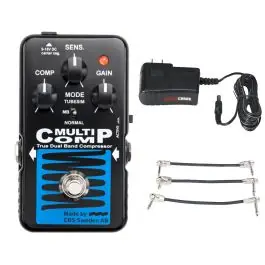 EBS New Blue Label MultiComp pedal + Gator 9V Power Combo & 3 Patch Cables Super Sale