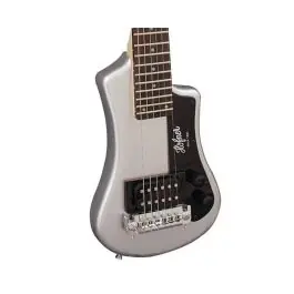 Hofner Shorty Electric Travel Guitar w/Gig Bag - Silver Sparkle Direct From Manufacturer