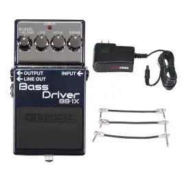 Professional Grade Boss BB-1X Bass Driver + Gator 9V Power Combo & 3 Patch Cables
