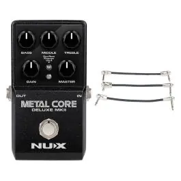 NUX Metal Core Deluxe MKII Hi Gain Distortion Pedal + Gator Patch Cable 3 Pack Bulk Order