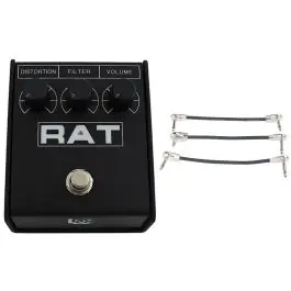 Fan Favorite Pro Co Rat 2 Distortion/Overdrive/Fuzz Pedal + Gator Patch Cable 3 Pack