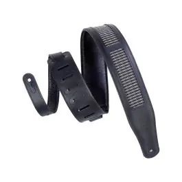 Levy's Leathers MCG26A-BLKBLK 2 1/2" Wide Black Chrome-Tan Leather Guitar Strap Authentic
