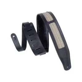 Levy's Leathers MCG26A-BLKCHA 2 1/2" Wide Black Chrome-Tan Leather Guitar Strap Hot Deal