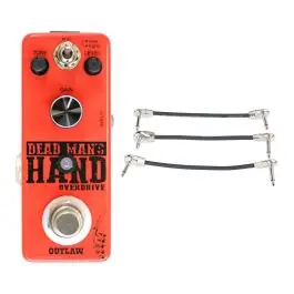 Outlaw Effects Dead Mans Hand 2-Mode Overdrive Pedal + Gator Patch Cable 3 Pack Express Delivery