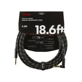 Free Shipping Fender Deluxe Series Instrument Cable Straight/Angle 18.6' - Black Tweed