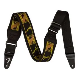 Modern Fender Swell Neoprene Guitar Strap - Black/Yellow/Brown Mono