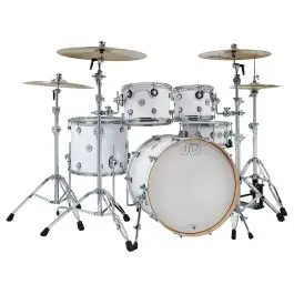 Money Back Guarantee DW Design Series 4-Piece Maple Shell Pack Gloss White w/ 22" Kick