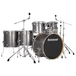 Free Shipping Ludwig Evolution 6-Piece Shell Pack w/22" Kick - Platinum Sparkle - Used