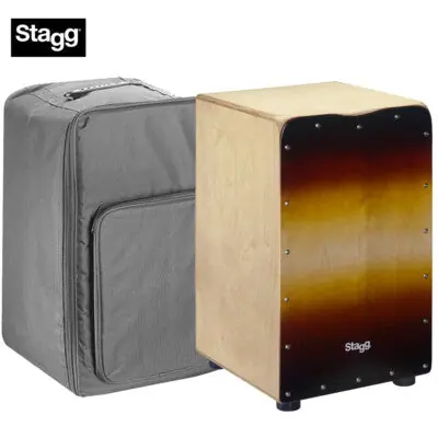 Authentic Stagg CAJ-50M-SB Medium Size Birch Cajon – Sunburst – Birch Ply – Anti Skid Rubber Feet