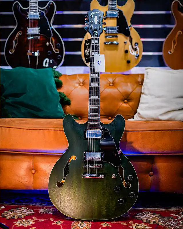 Grote "335-05" Series Hollow Body Electric Guitar in Satin Olive Green Latest