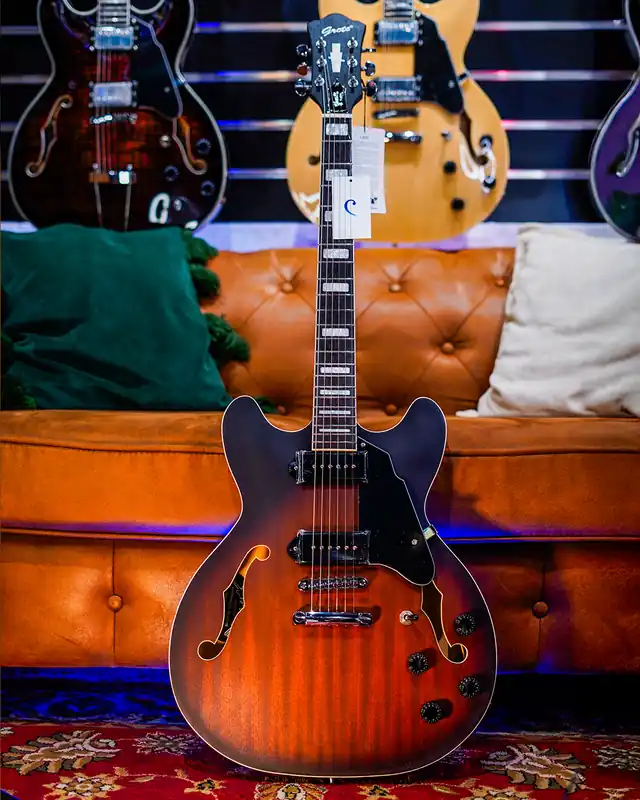 Affordable Grote "335-03" Series Hollow Body Electric Guitar in Satin Tobacco Burst