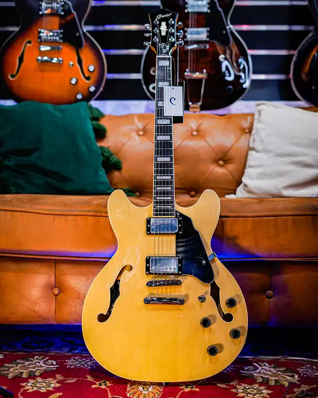Handmade Grote "335-01" Series Hollow Body Electric Guitar in Flat Natural