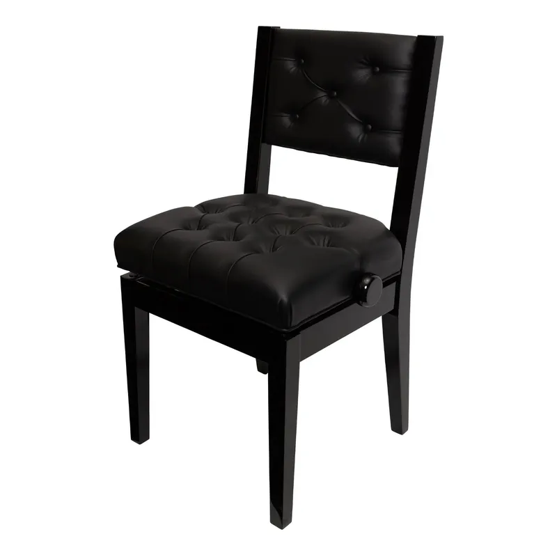 Crown Deluxe Tufted Height Adjustable Piano Stool with Back Support Premium